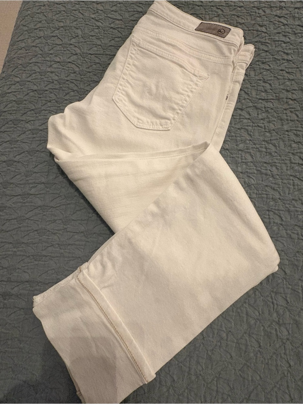AG Adriano Goldschmied Straight Leg ankle cropped White Jeans